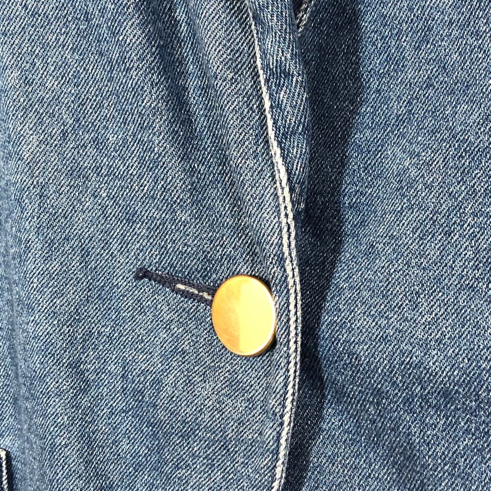 Denim Blazer Vintage Single Button Retro Western Office Blue Large Cotton - Picture 6 of 10